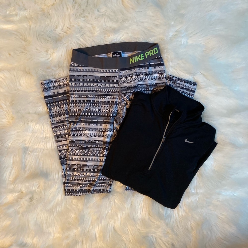 Nike Black and White Print Tights